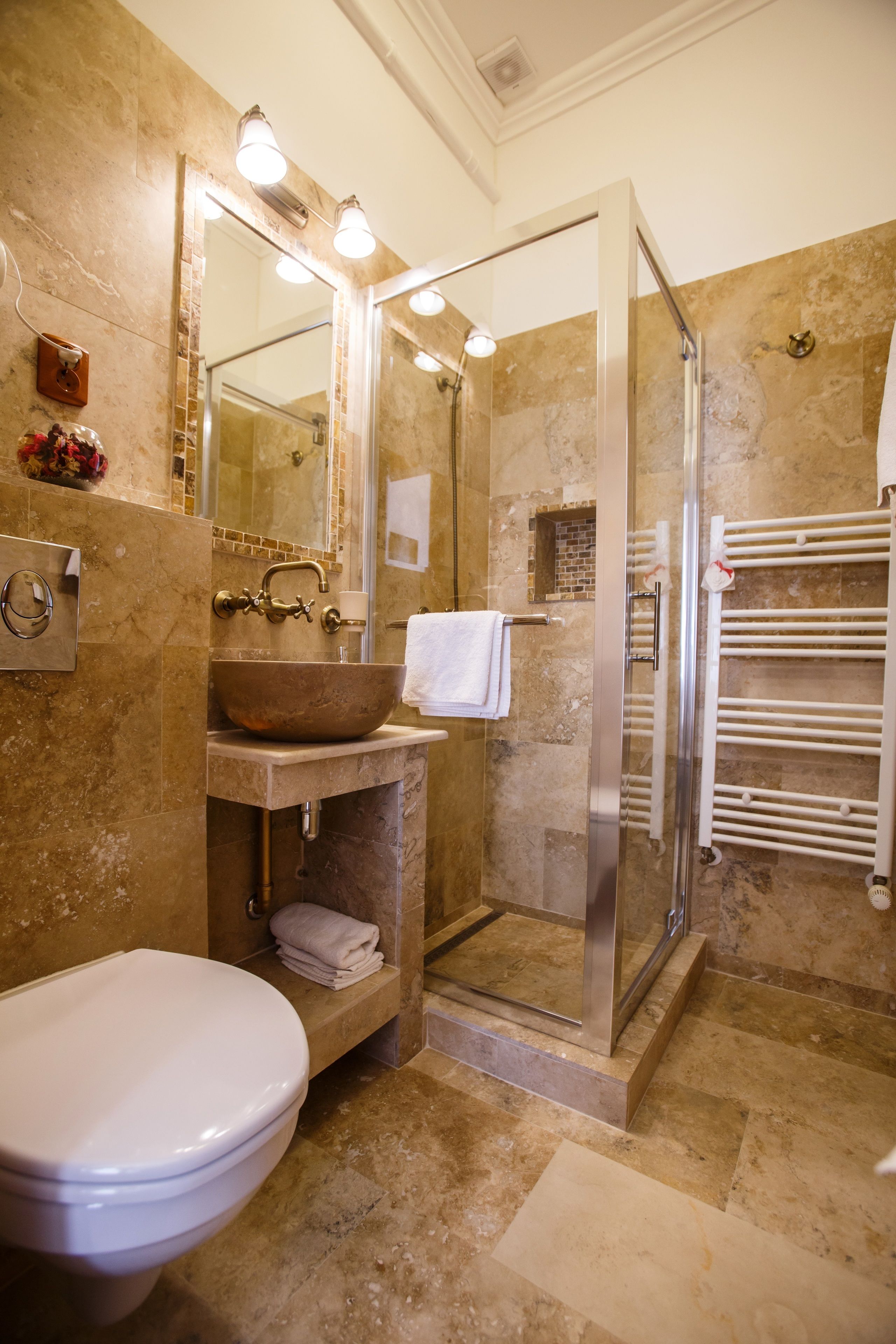 Shower, free toiletries, hair dryer, slippers