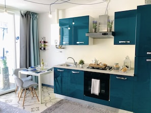 Apartment, 1 Bedroom, Terrace, Annex Building | Private kitchen | Fridge, stovetop