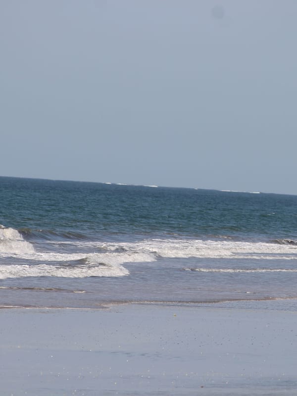 On the beach, fishing