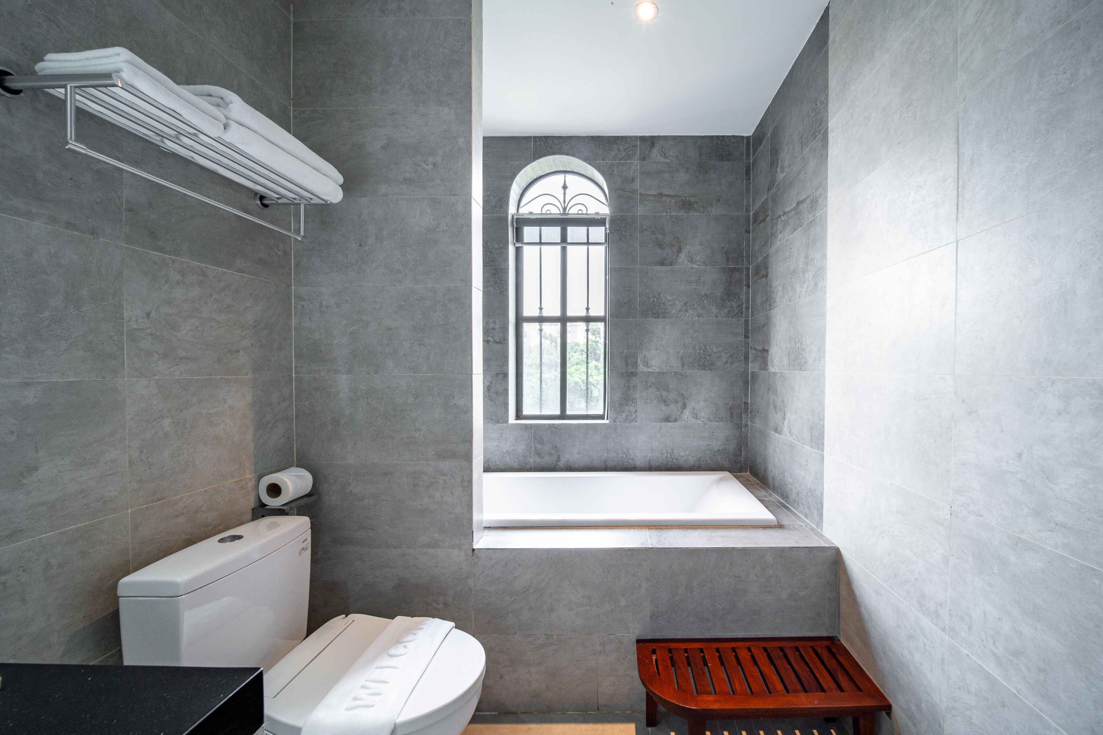 free toiletries, hair dryer, bathrobes, slippers