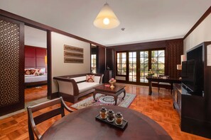 The Ayodya Suite with Club Benefit | Living area | 32-inch Smart TV with cable channels, TV - The Ayodya Palace (Nusa Dua)