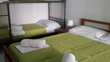 Desk, free WiFi, bed sheets