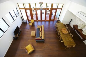 Superior House, 4 Bedrooms, Private Pool, Beachfront | Living area | TV, DVD player - Beached on Magnetic (Picnic Bay)