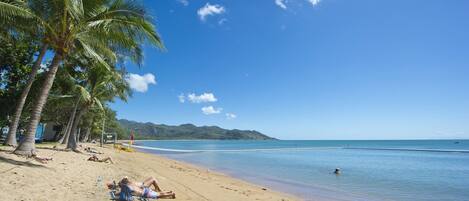 On the beach, white sand