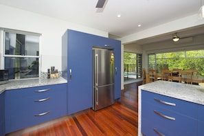 Superior House, 4 Bedrooms, Pool Access, Beachfront | Private kitchen | Full-size fridge, microwave, oven, stovetop