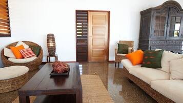 Superior House, 4 Bedrooms, Private Pool, Beachfront | Living room | TV, DVD player