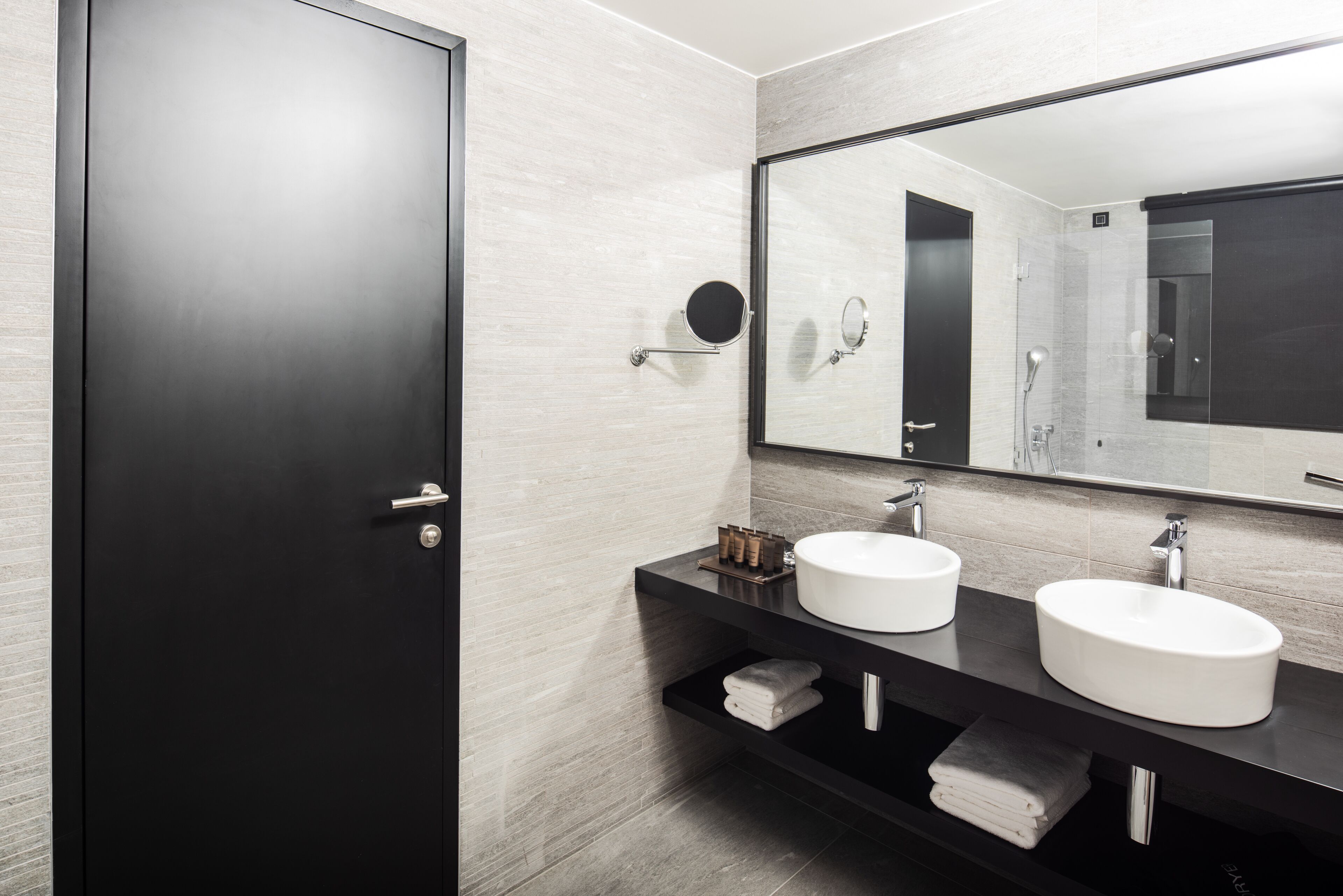 shower, designer toiletries, hair dryer, bathrobes