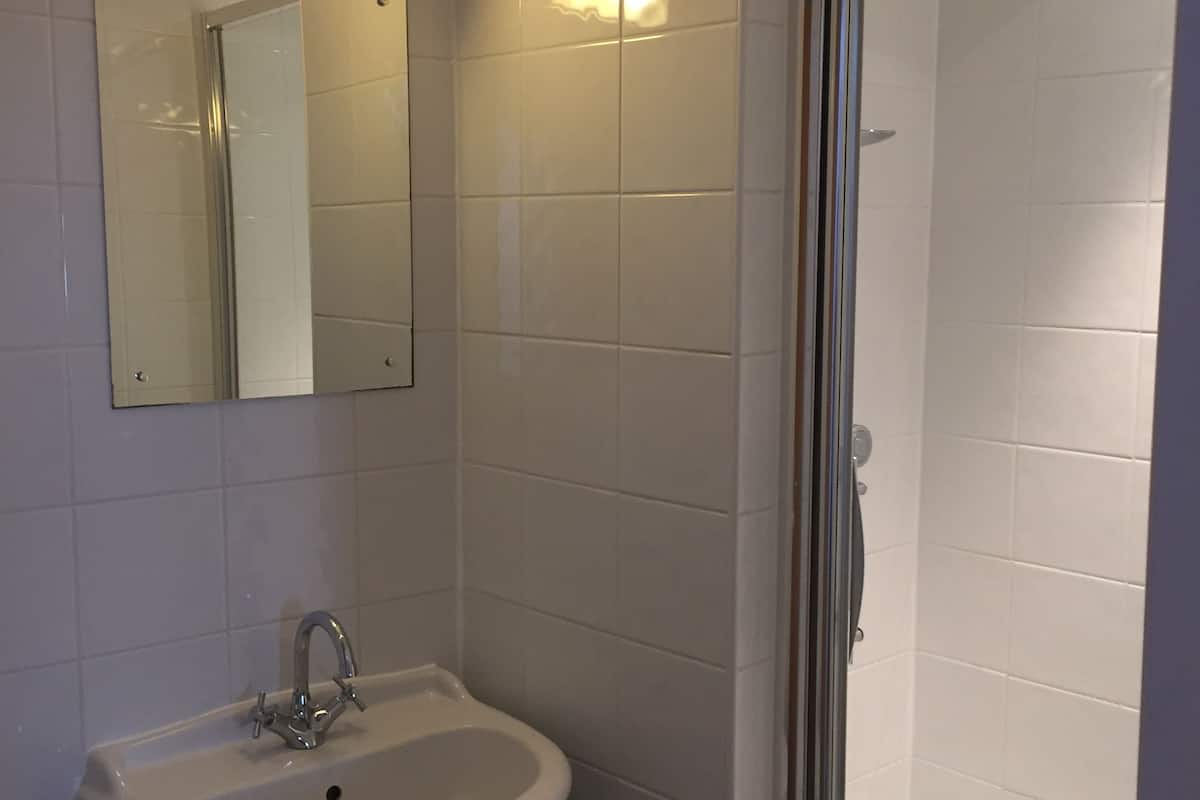 single room | bathroom | shower, free toiletries, hair dryer, towels