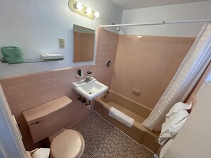 Standard Room, 2 Double Beds, Non Smoking | Bathroom | Shower, towels