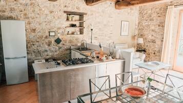 Deluxe Apartment, 2 Bedrooms | Private kitchen | Full-size fridge, oven, dishwasher, coffee/tea maker