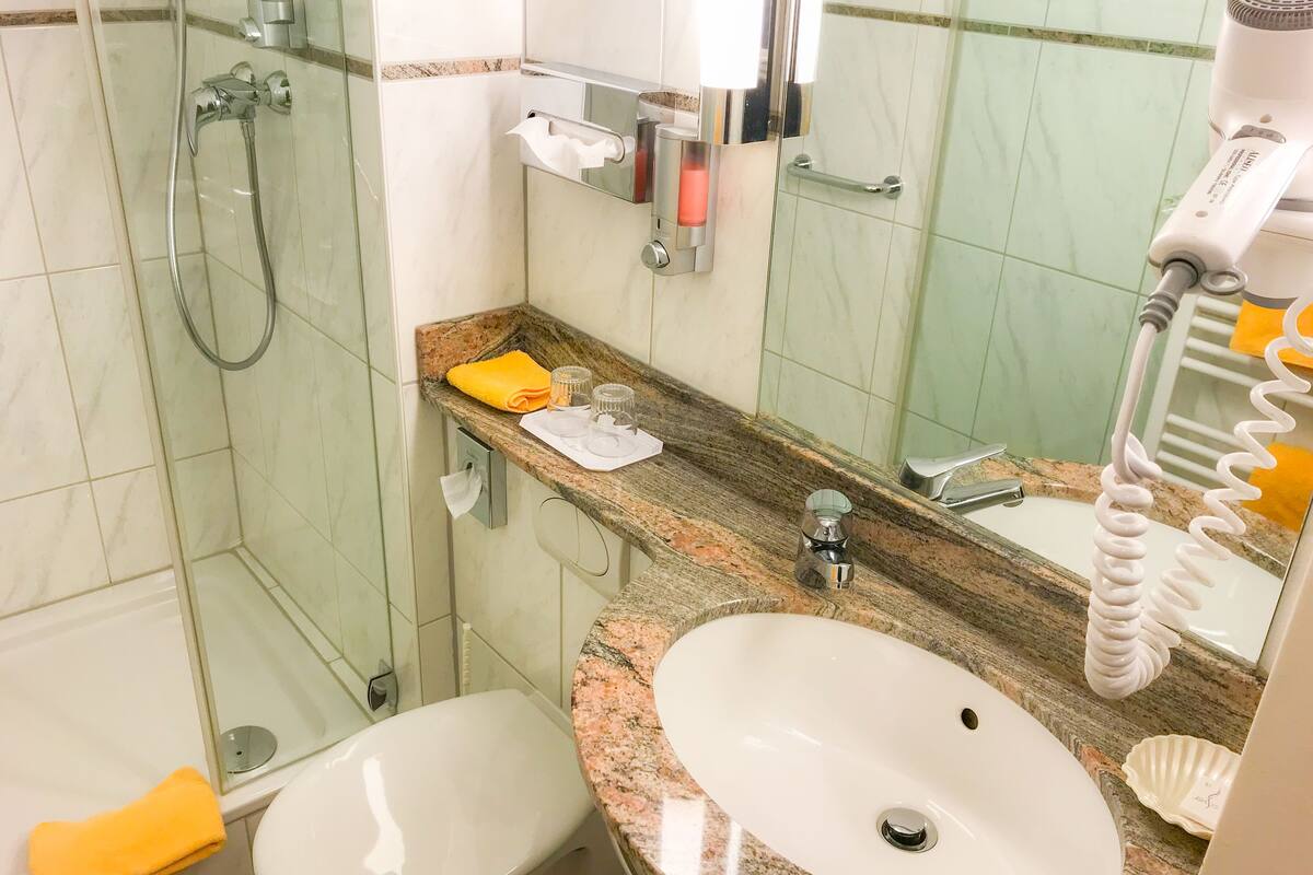 economy double room | bathroom | free toiletries, towels