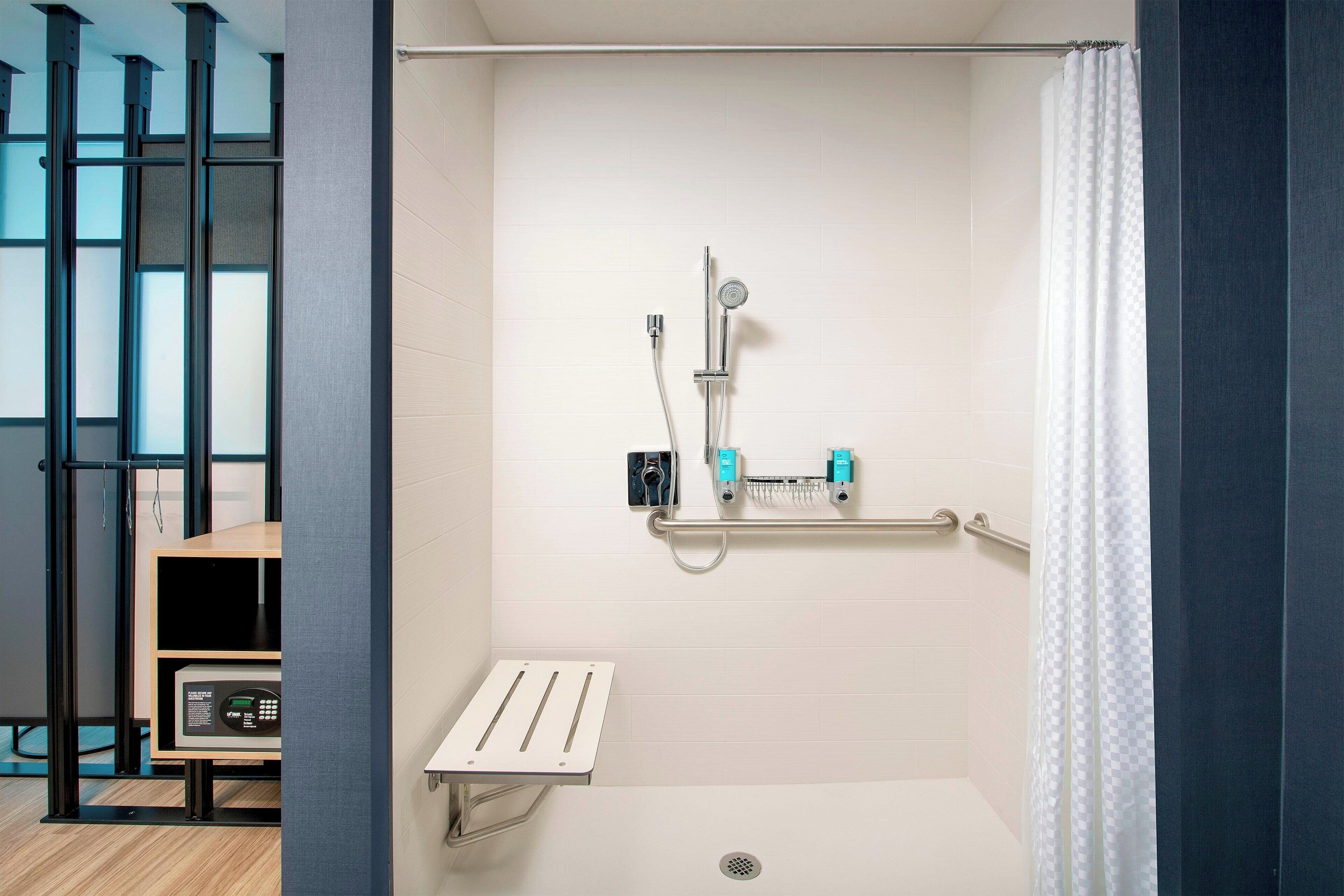 shower, free toiletries, towels