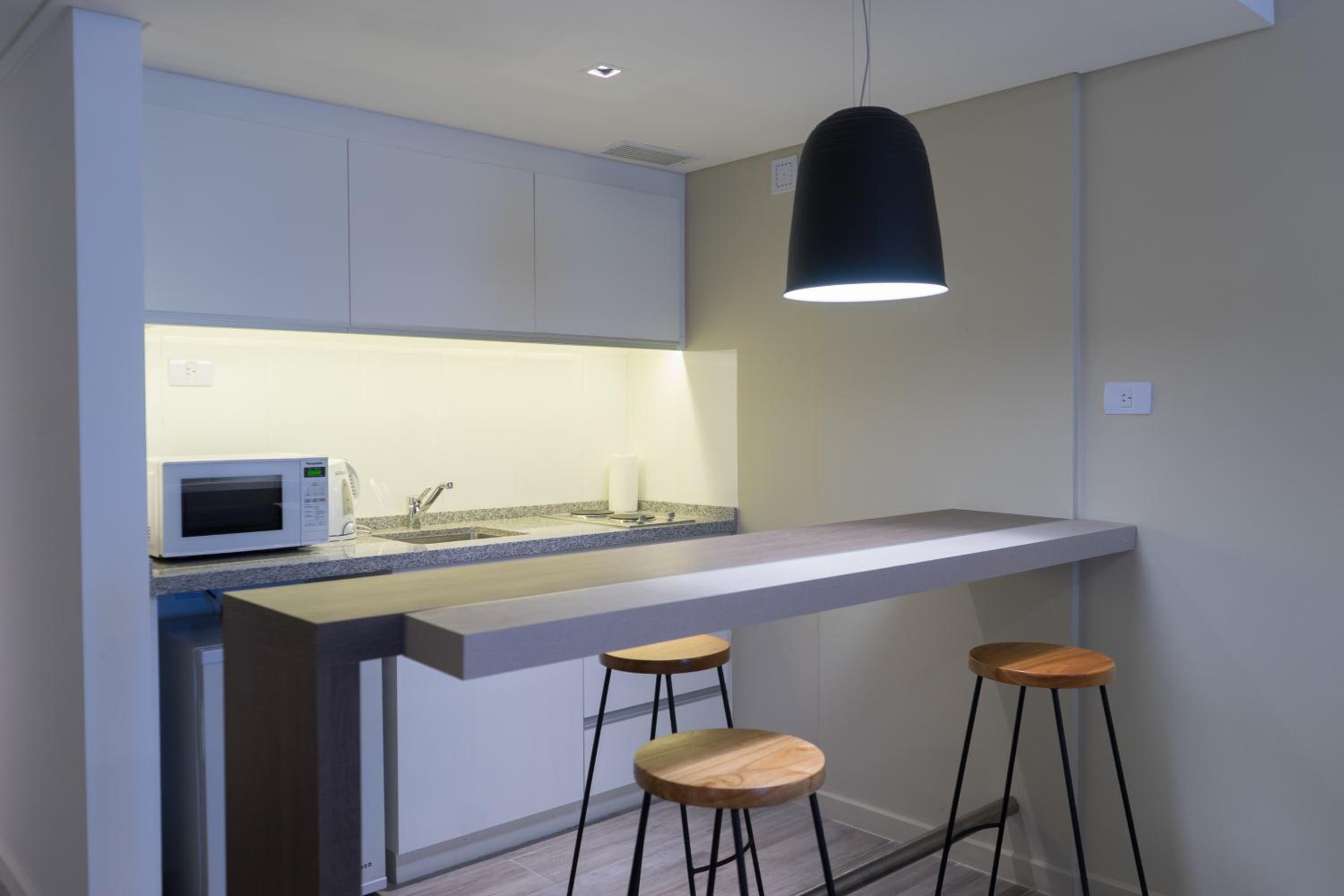 fridge, microwave, coffee/tea maker, electric kettle