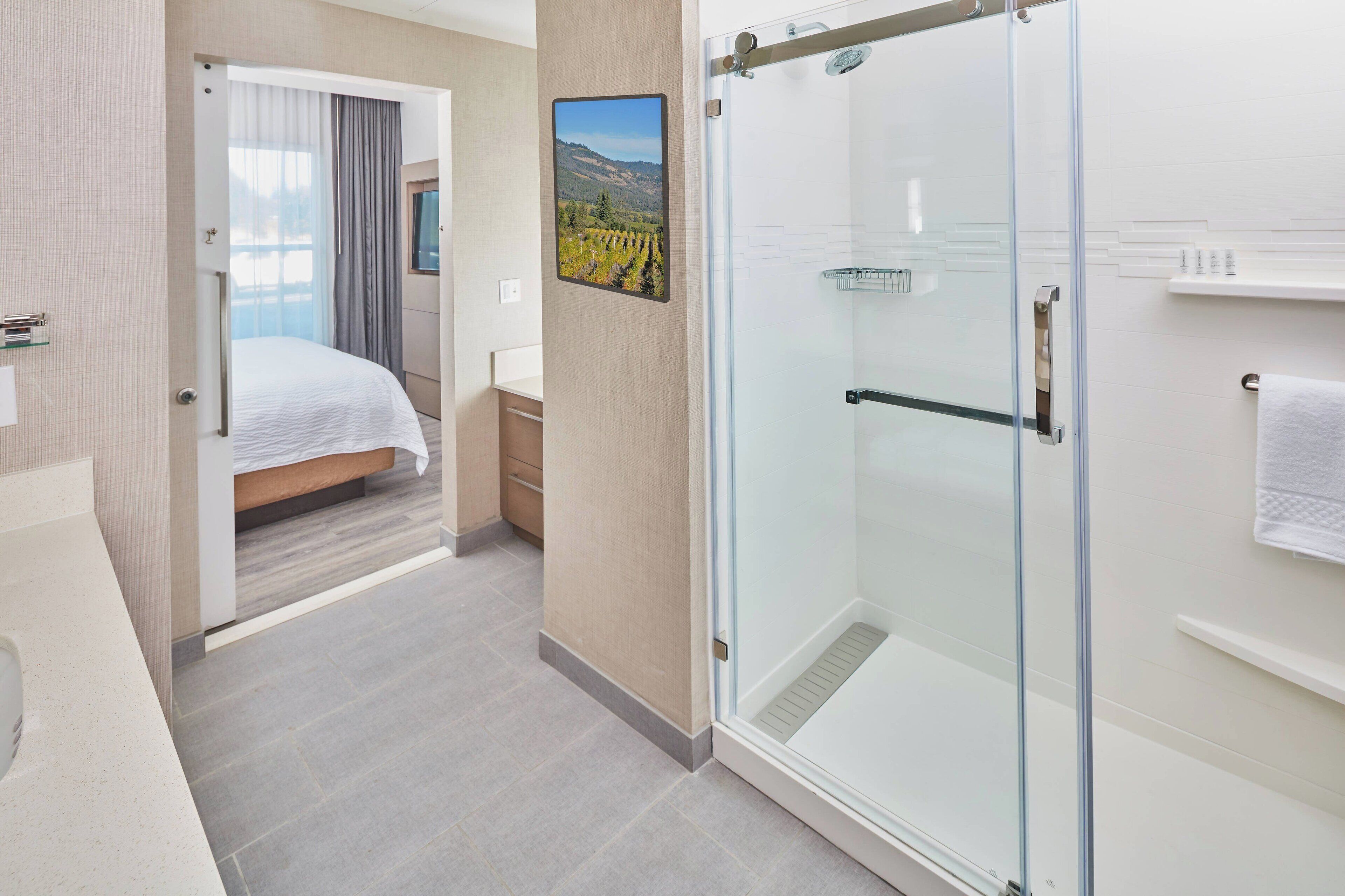 free toiletries, hair dryer, bathrobes, towels