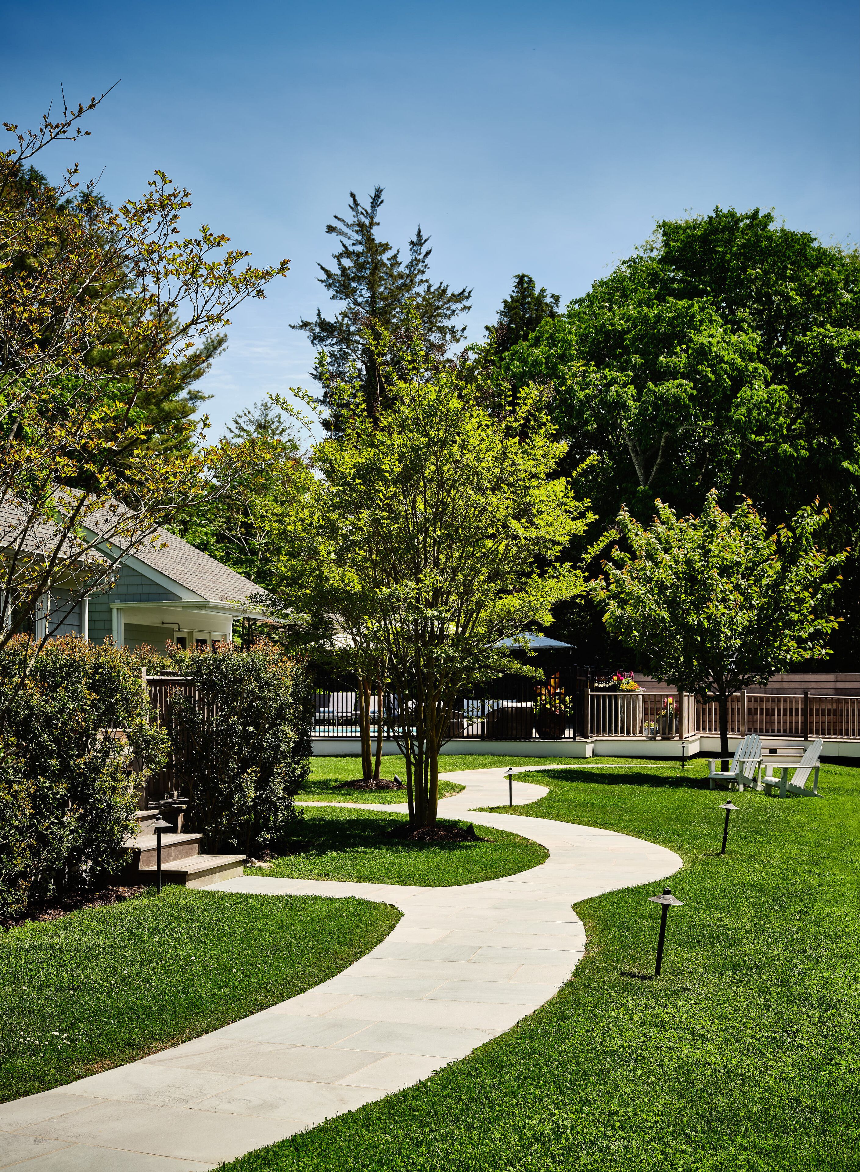 seasonal outdoor pool, pool umbrellas, pool loungers