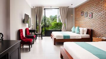Family Room, 1 Bedroom, Balcony, Pool View | Premium bedding, minibar, in-room safe, desk