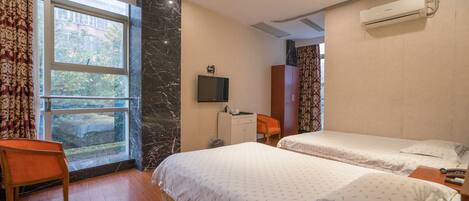 Desk, blackout curtains, iron/ironing board, free WiFi