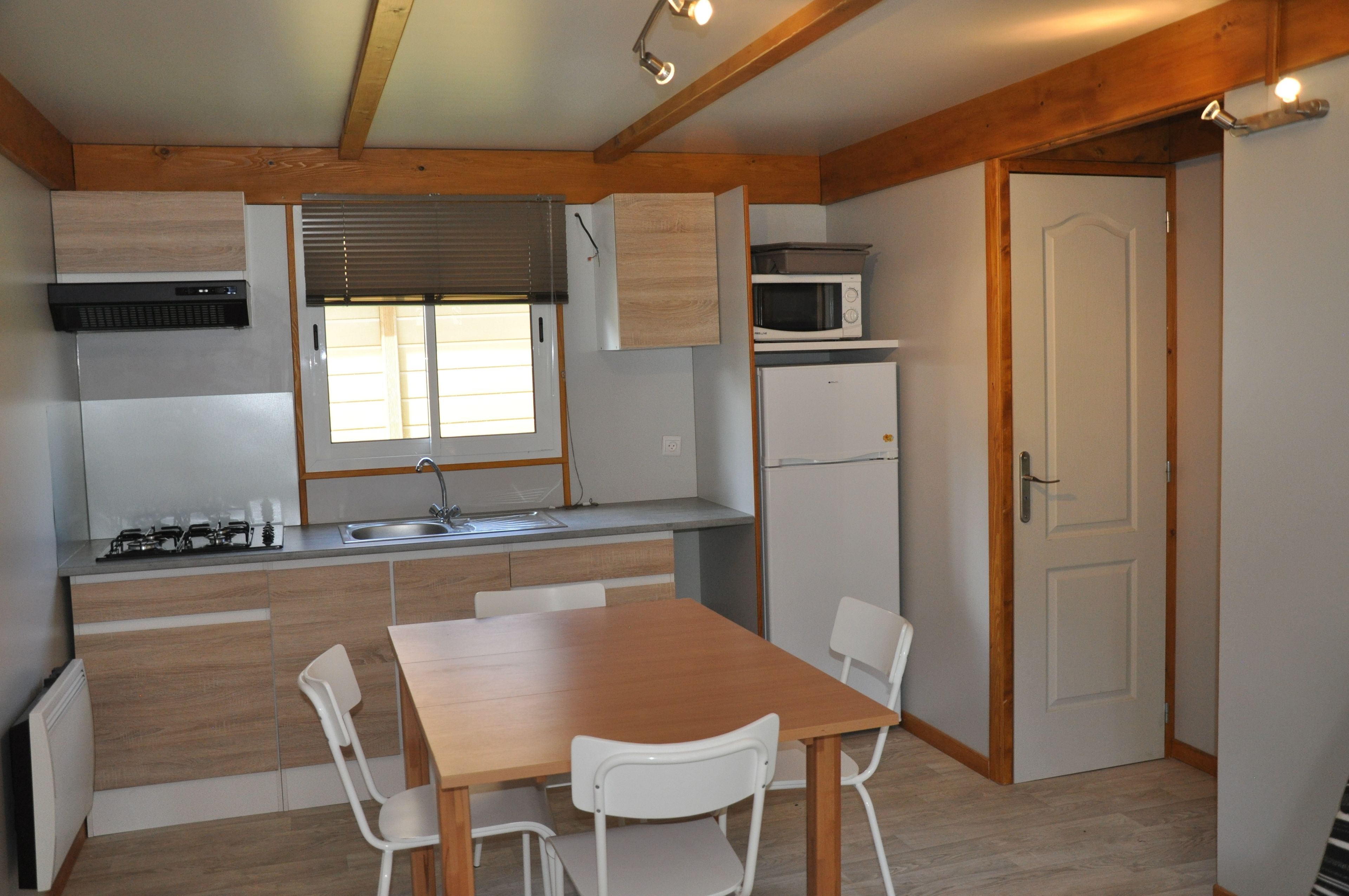 Family Mobile Home, 3 Bedrooms | Private kitchen | Fridge, microwave