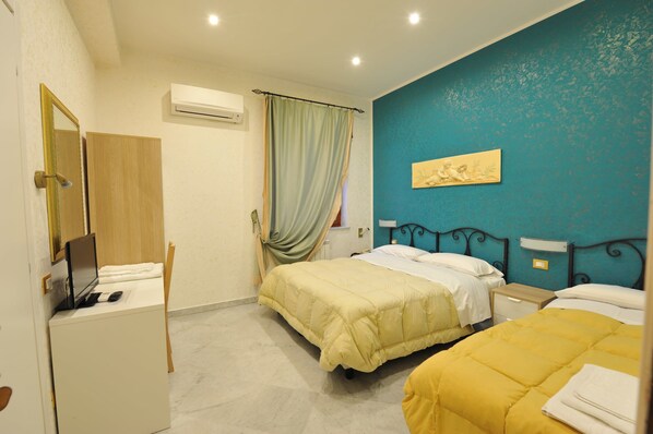 Desk, free WiFi, bed sheets