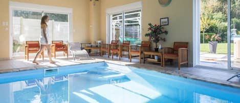 Indoor pool, open 9 AM to 9 PM, sun loungers