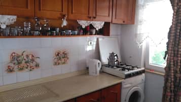 Apartament, 2 dormitoris | Cuina bàsica privada | Frigorífic gran i placa de cuina