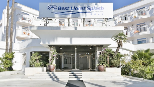 A modern hotel with a prominent sign reading "Best Lloret Splash". - Hotel Best Lloret Splash (Lloret de Mar)