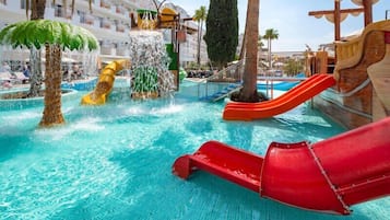 Seasonal outdoor pool, pool umbrellas, pool loungers