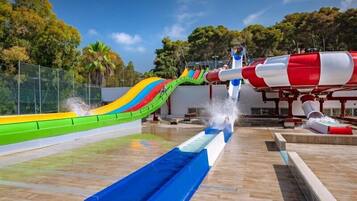 Seasonal outdoor pool, pool umbrellas, pool loungers