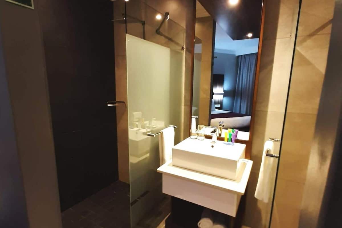 shower, free toiletries, towels