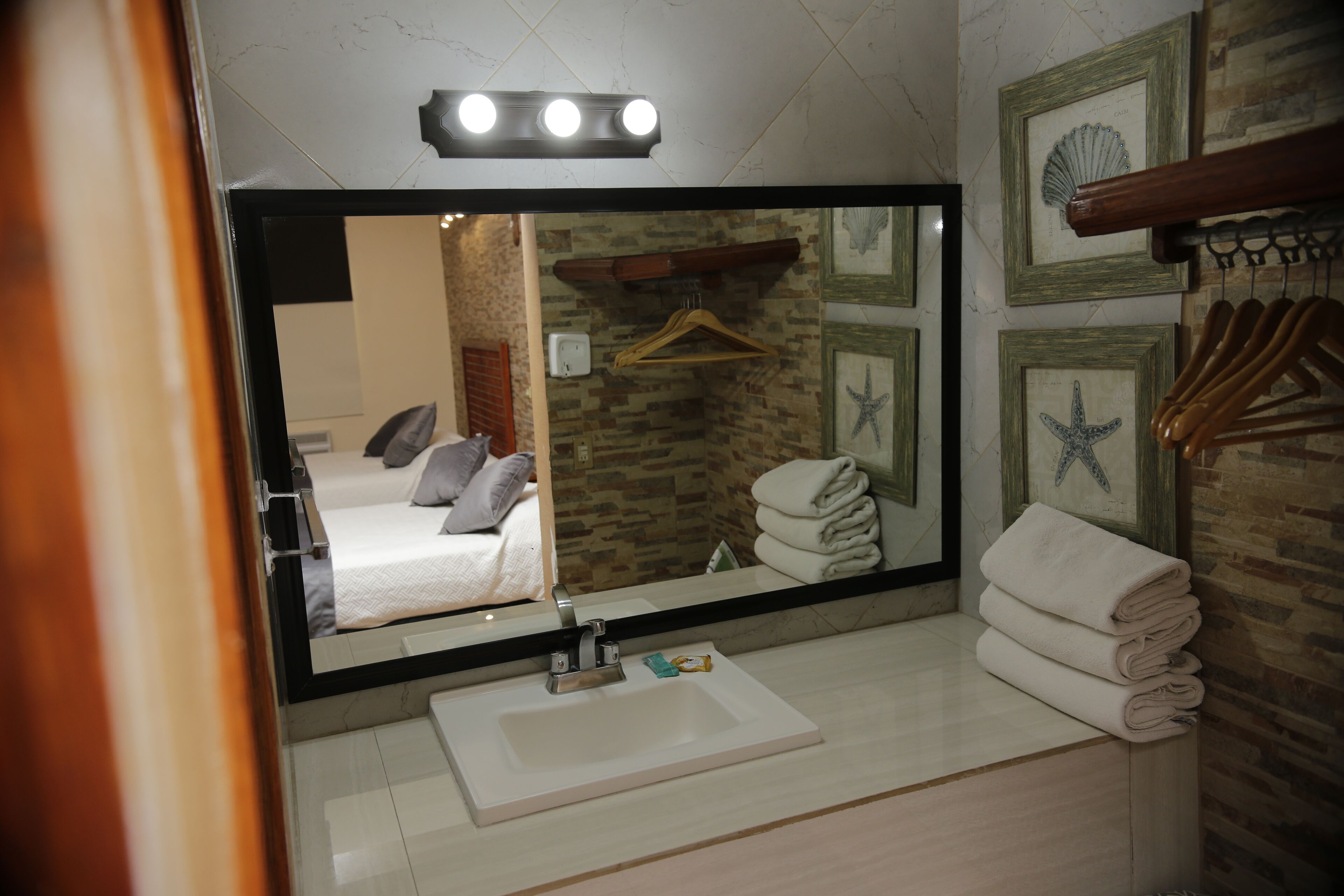 superior room, 2 double beds | bathroom | shower, towels, soap, shampoo