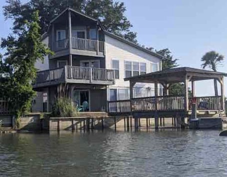 Exterior. Folly Beach Riverfront Apt with NEW Gazebo Dock, boat ramp, kayaks and bikes!