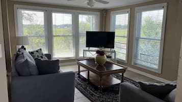 Smart TV, DVD player, books, stereo