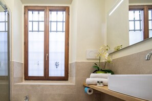 Regadera, secadora de cabello, bidet, toallas