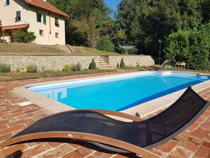 Outdoor pool, a heated pool - Family Friendly Farmhouse - Secluded 2 acres with Private Pool & Stream (Sassello)