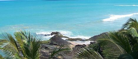 On the beach, sun-loungers, beach towels