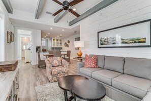 Smart TV, DVD player, books, video library