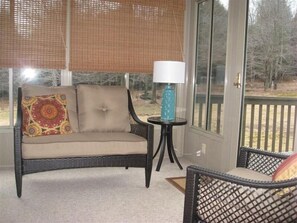 Smart TV, fireplace, DVD player, books
