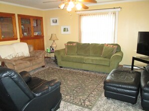 Smart TV, DVD player, books, video library