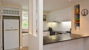 Fridge, microwave, oven, dishwasher