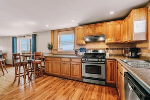 Fridge, microwave, oven, stovetop - Lake Michigan views! Complimentary housekeeping with monthly stays Mar-Apr.  (Two Rivers)