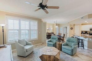 TV, DVD player, books, offices