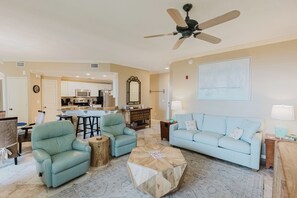 TV, DVD player, books, offices