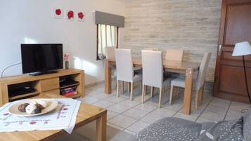 Televisie, een dvd-speler, boeken en een filmbibliotheek