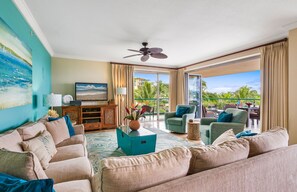 TV, DVD player, stereo