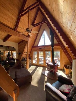 Smart TV, fireplace, video games, DVD player