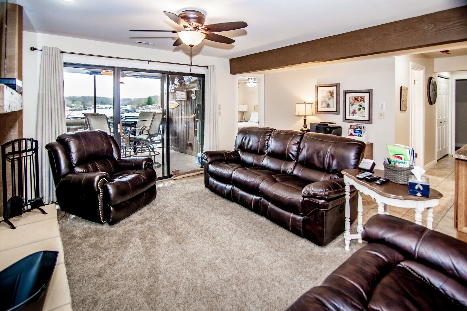 living area | smart tv, fireplace, dvd player, table football