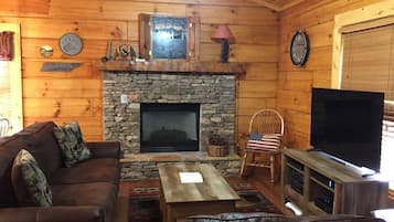 Televisión, chimenea, videojuegos, reproductor de DVD