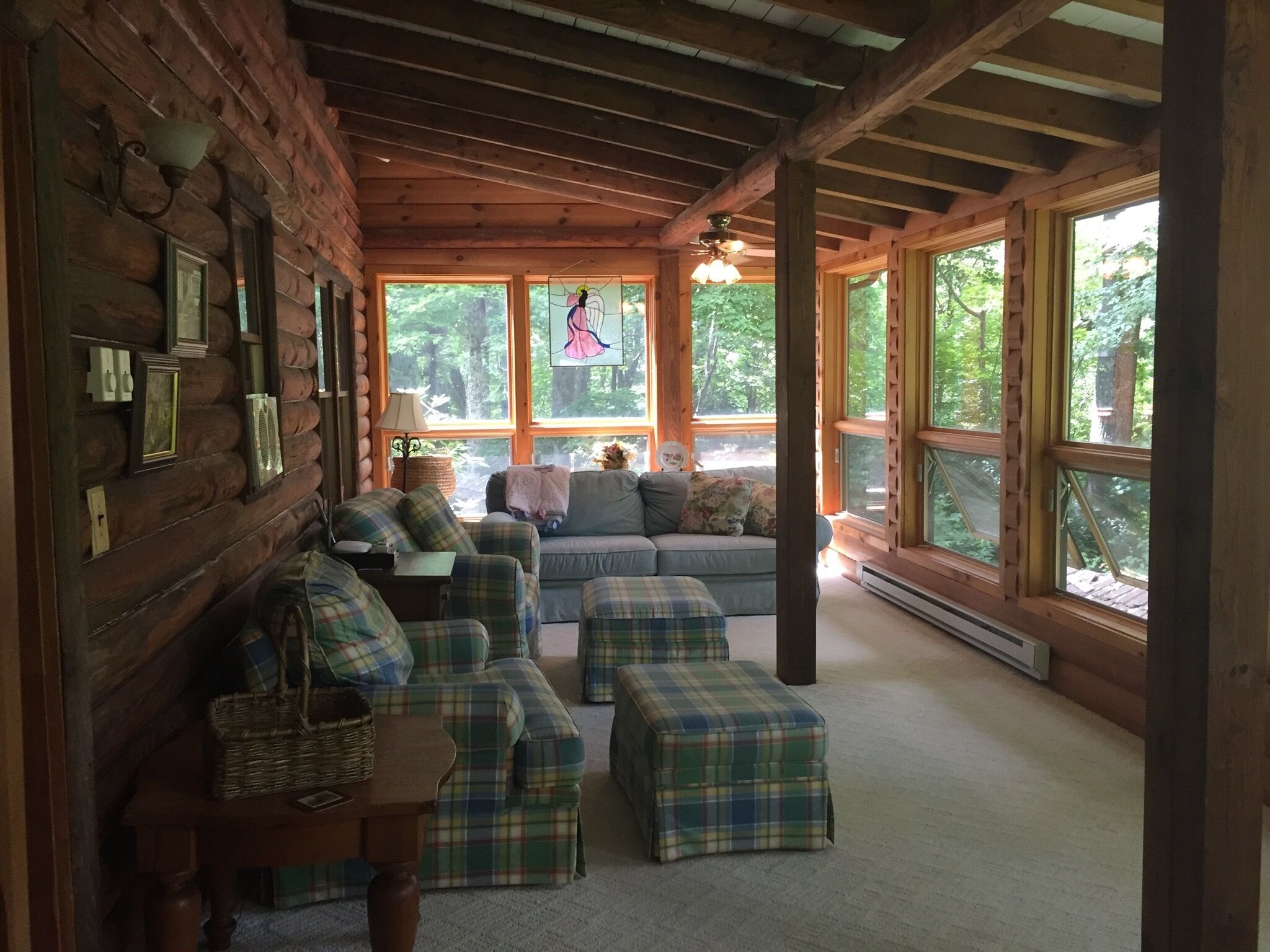 Una Smart TV, una chimenea, un reproductor de DVD, libros