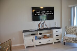 Smart TV, DVD player, books