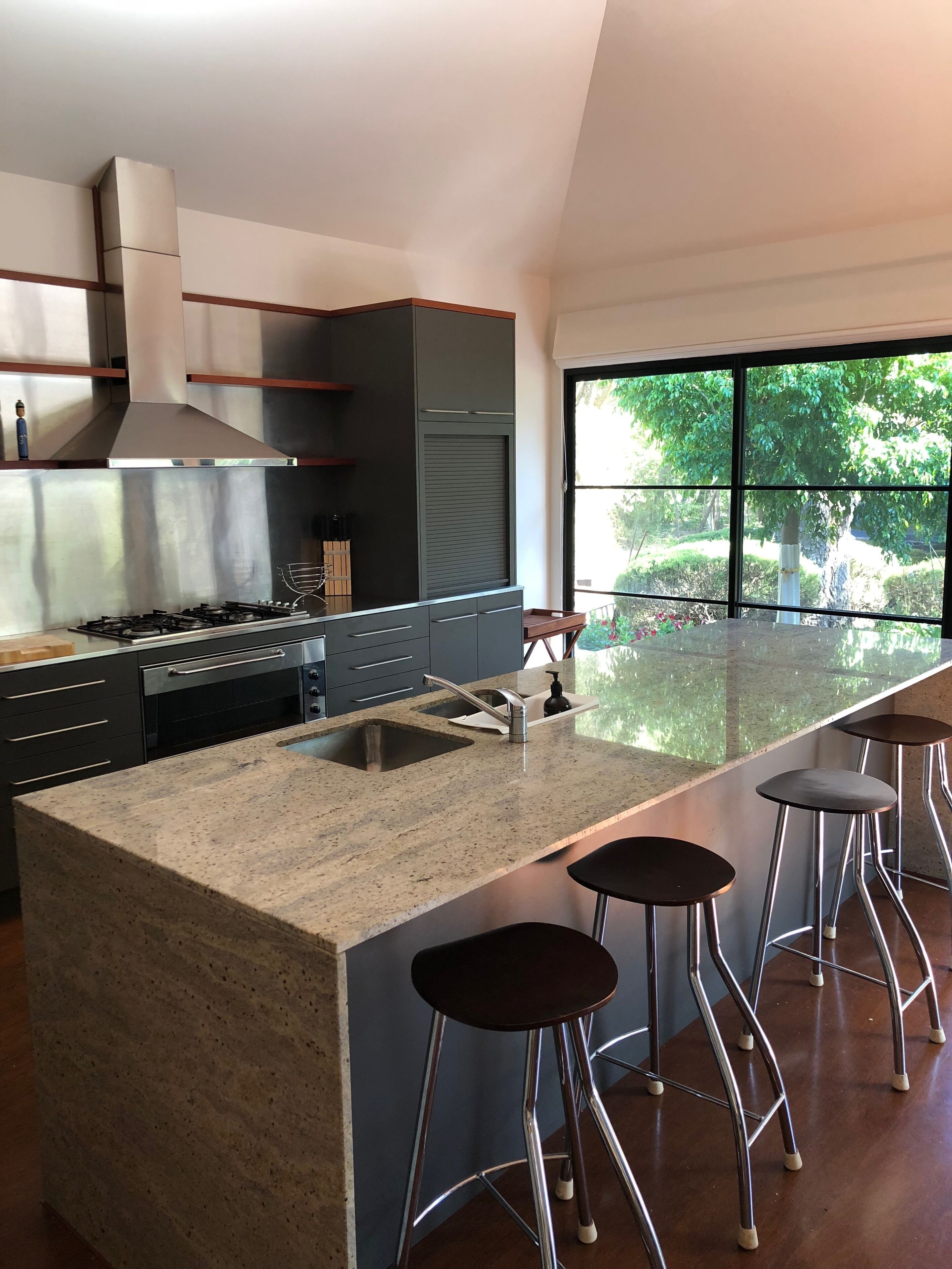 Kitchen overlooking front deck